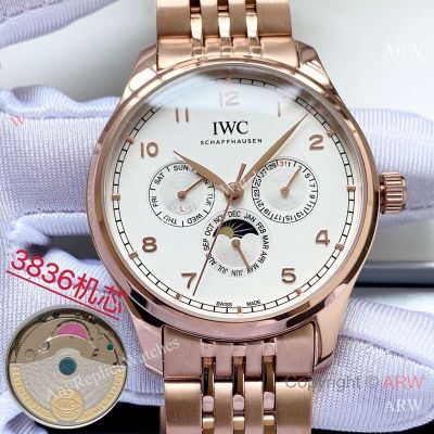 High Quality Replica IWC Portuguese Rose Gold Steel Strap Different Colors Face Dial Rose Gold Stainless Steel Case Watch 42×12mm